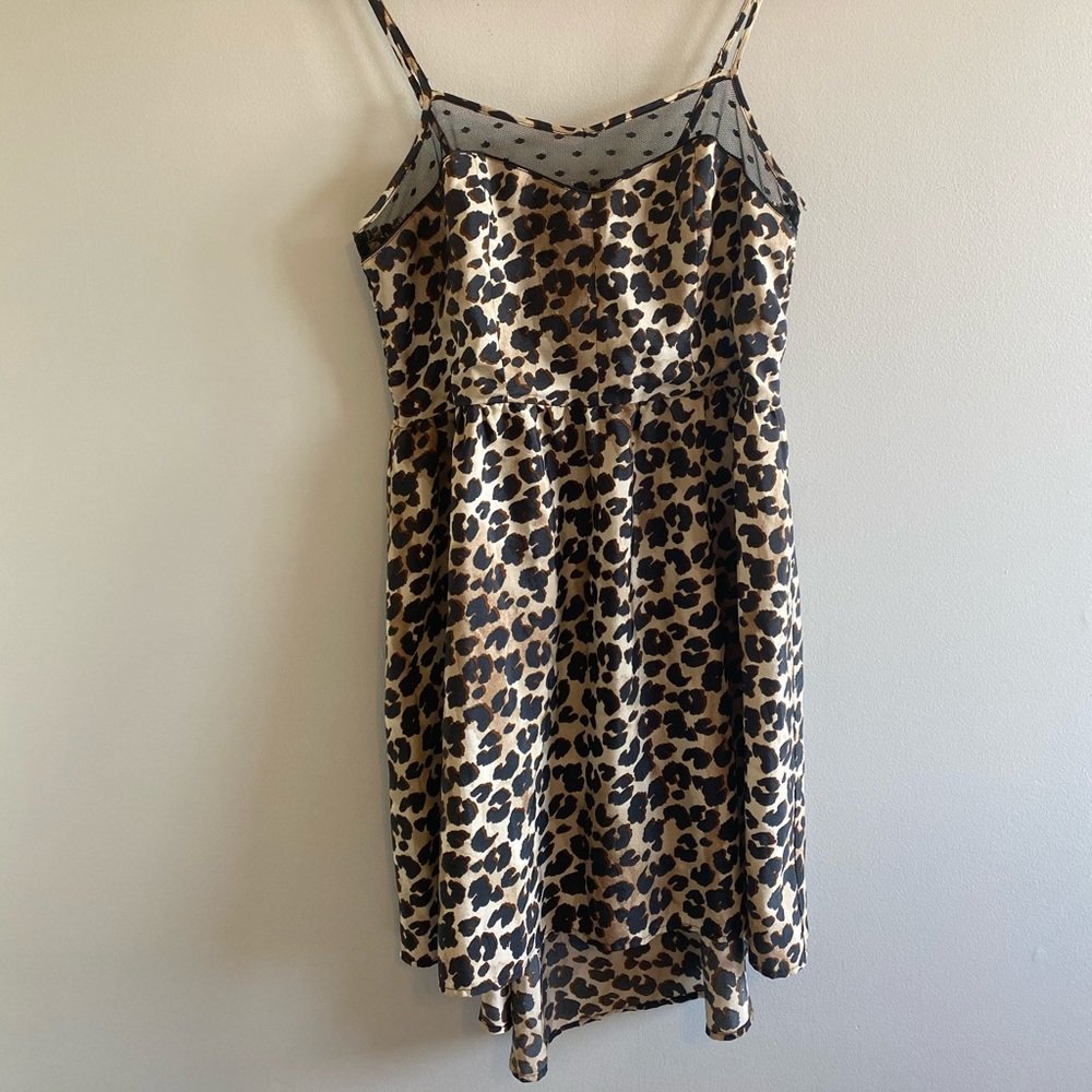 Cheetah Print Hi Lo Dress with lace detail Sz L